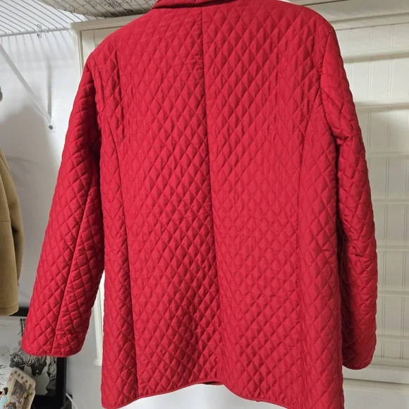 Quilted,red, size large, marvin richards, car coat, fingertip length. - Picture 2 of 7